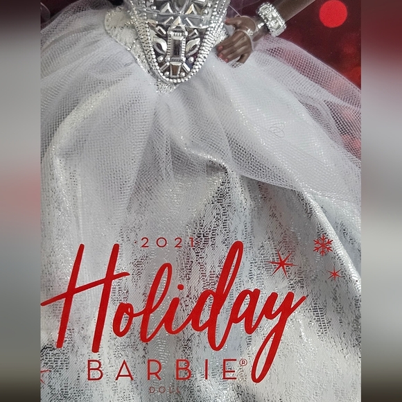 Barbie Signature 2021 Holiday Barbie Doll 12-inch Brunette Braids in Silver Gown - Picture 5 of 12